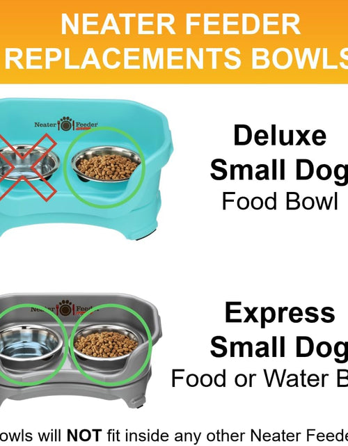 Load image into Gallery viewer, Stainless Steel Dog and Cat Bowls (2 Pack) Neater Feeder Deluxe or Express Extra Replacement Bowl (Metal Food and Water Dish) (1.5 Cup Deep)
