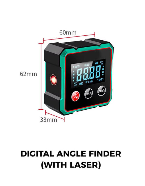 Load image into Gallery viewer, AngleMaster 360° Digital Protractor – Magnetic Laser Angle Finder with LCD Display &amp; Inclinometer
