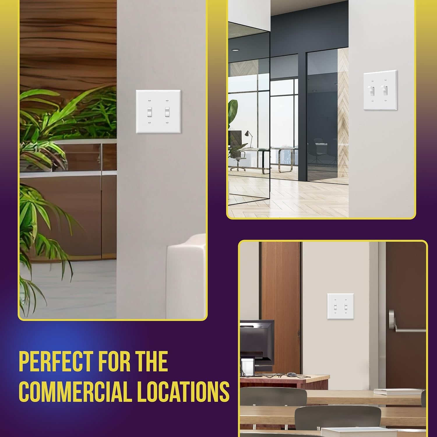 - FBA_8812-W-10PCS Toggle Light Switch Wall Plate, Size 2-Gang 4.50" X 4.57", Unbreakable Polycarbonate Thermoplastic, 8812-W-10PCS, White (10 Pack)