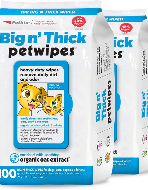 Load image into Gallery viewer, Petwipes – Big 'N Thick Extra Large Pet Wipes for Dogs and Cats – Cleans Face, Ears, Body and Eye Area – Super Convenient, Ideal for Home or Travel
