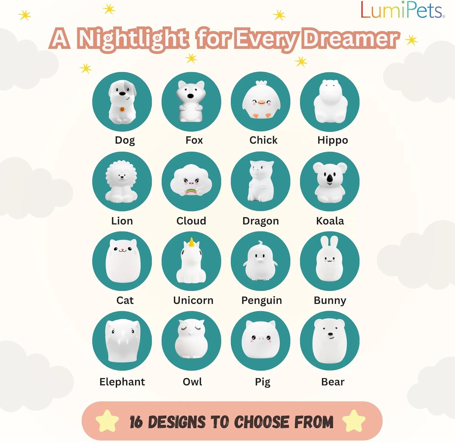 Lumipet Bear Jumbo Kids Night Light, Cute Nursery Light for Baby, Toddler, Silicone LED Lamp, Remote Operated, USB Rechargeable Battery, 9 Available Colors, Timer Auto Shutoff