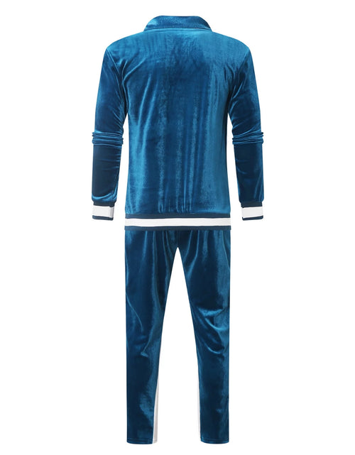 Load image into Gallery viewer, Velour Tracksuit Mens,2023 Men'S Velour Tracksuit 2 Pieces Winter Warm Full Zip up Jacket Sweatpants Fitness Sportswear Sweatsuit Jogger Sets
