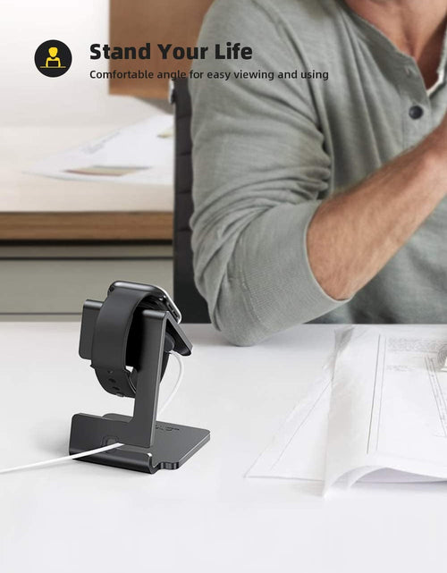 Load image into Gallery viewer, Stand for Apple Watch, Charging Stand - Desk Watch Stand Holder Charging Dock Station Compatible with Apple Watch Series SE Ultra/Series 8/7/6/5/4/3/2/1, 49Mm/45Mm/44Mm/42Mm/41Mm/ 38Mm, Black
