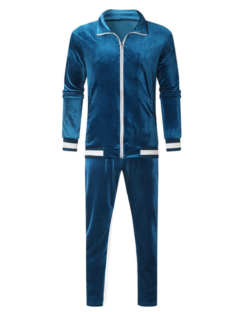 Load image into Gallery viewer, Velour Tracksuit Mens,2023 Men'S Velour Tracksuit 2 Pieces Winter Warm Full Zip up Jacket Sweatpants Fitness Sportswear Sweatsuit Jogger Sets
