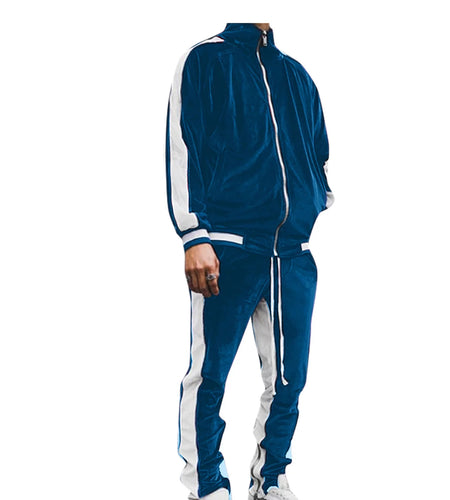 Velour Tracksuit Mens,2023 Men'S Velour Tracksuit 2 Pieces Winter Warm Full Zip up Jacket Sweatpants Fitness Sportswear Sweatsuit Jogger Sets