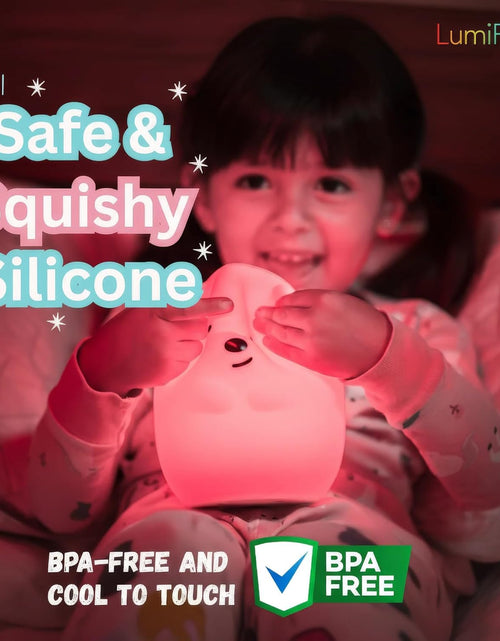 Load image into Gallery viewer, Lumipet Bear Jumbo Kids Night Light, Cute Nursery Light for Baby, Toddler, Silicone LED Lamp, Remote Operated, USB Rechargeable Battery, 9 Available Colors, Timer Auto Shutoff
