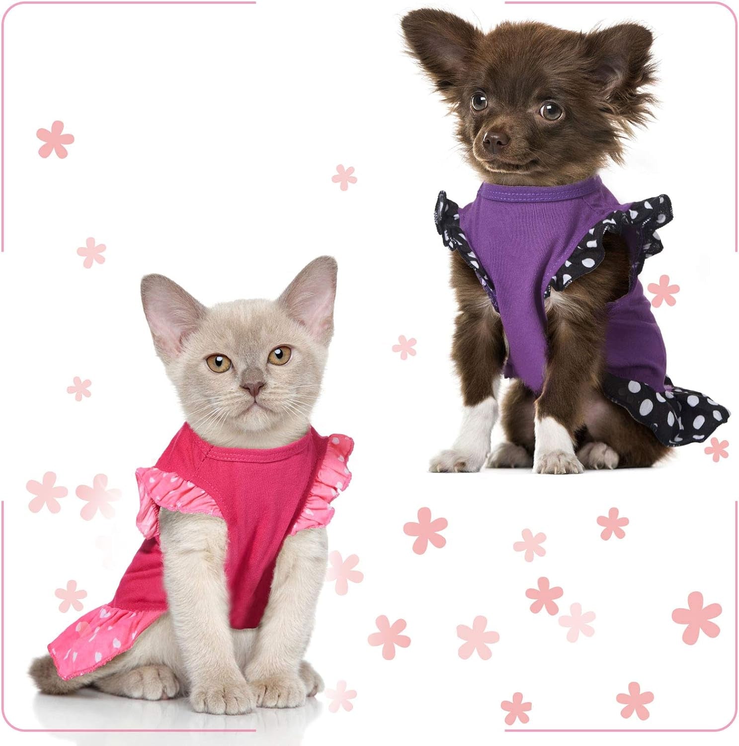 2 Pieces Dog Dresses for Small Dogs Cute Girl Female Dog Dress Mommy Puppy Shirt Skirt Doggie Dresses Pet Summer Clothes Apparel for Dogs and Cats (Love and Me,X-Small)