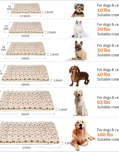 Load image into Gallery viewer, Dog Bed Crate Pad Ultra Soft Pet Bed with Cute Star Print Washable Crate Mat for Large Medium Small Dogs Reversible Fleece Dog Crate Kennel Mat Cat Bed Liner 21 X 12 Inch Brown

