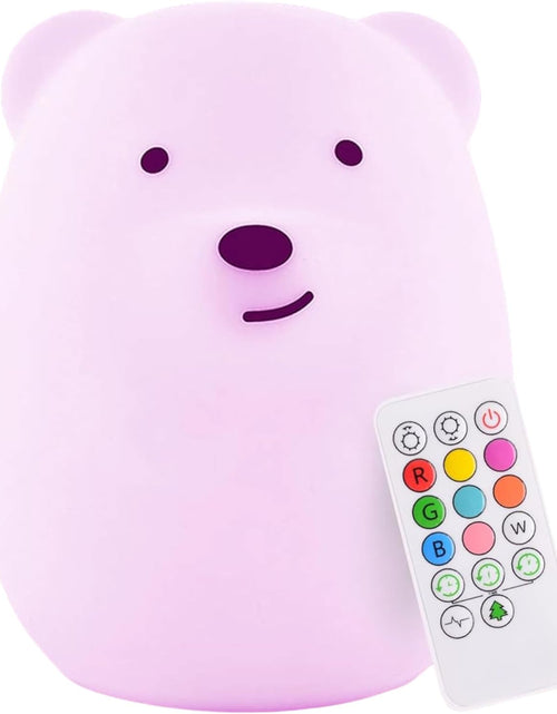 Load image into Gallery viewer, Lumipet Bear Jumbo Kids Night Light, Cute Nursery Light for Baby, Toddler, Silicone LED Lamp, Remote Operated, USB Rechargeable Battery, 9 Available Colors, Timer Auto Shutoff
