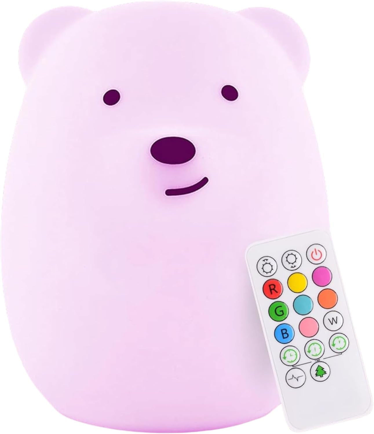 Lumipet Bear Jumbo Kids Night Light, Cute Nursery Light for Baby, Toddler, Silicone LED Lamp, Remote Operated, USB Rechargeable Battery, 9 Available Colors, Timer Auto Shutoff