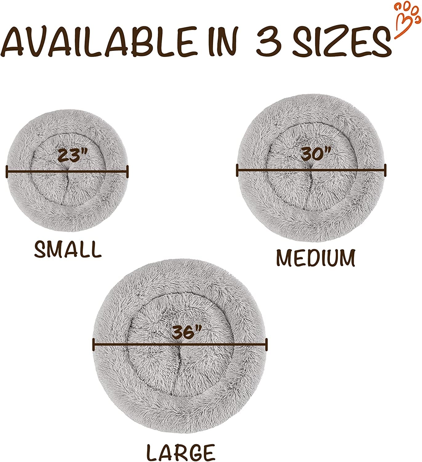 Donut Cat Bed, Faux Fur Dog Beds for Medium Small Dogs - Self Warming Indoor round Pillow Cuddle