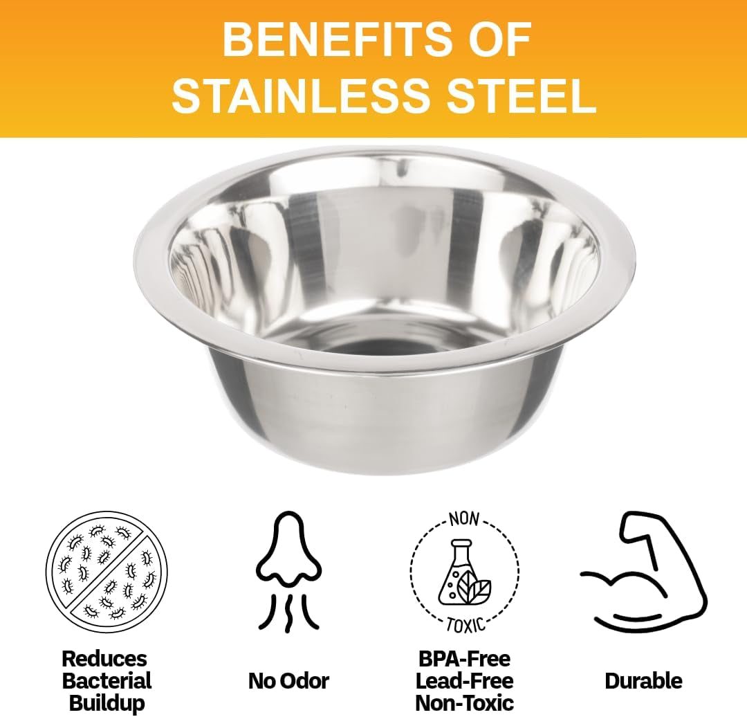 Stainless Steel Dog and Cat Bowls (2 Pack) Neater Feeder Deluxe or Express Extra Replacement Bowl (Metal Food and Water Dish) (1.5 Cup Deep)