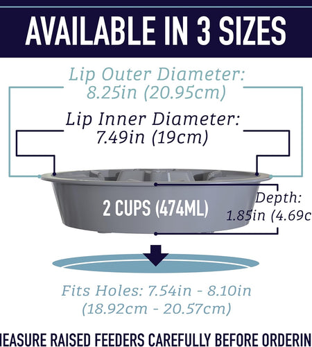 Slow Feeder Dog Bowls - Cup Maze Puzzle Food Bowl with Feeder Holes, Fits into Elevated Pet Feeders - Slow Eating for Large, Medium & Small Sized Breeds (2 Cup - 7.5-8 Inch Feeder Holes)