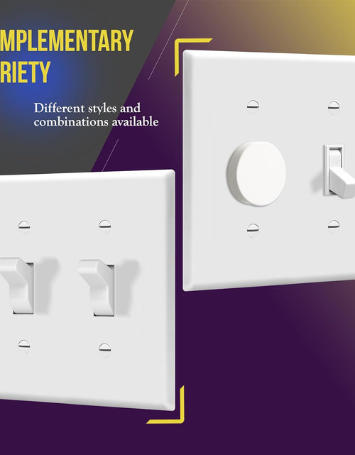 Load image into Gallery viewer, - FBA_8812-W-10PCS Toggle Light Switch Wall Plate, Size 2-Gang 4.50" X 4.57", Unbreakable Polycarbonate Thermoplastic, 8812-W-10PCS, White (10 Pack)
