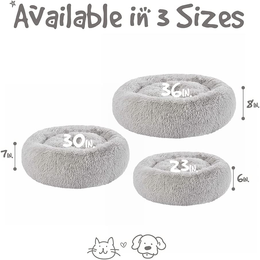 Donut Cat Bed, Faux Fur Dog Beds for Medium Small Dogs - Self Warming Indoor round Pillow Cuddle