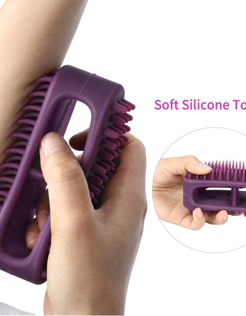 Load image into Gallery viewer, Dog Brush &amp; Cat Brush, Soft Silicone Dog Grooming Brush, Pet Bath &amp; Massage Brush for Cats and Dogs with Short or Long Hair, Cat Slicker Shedding Hair Brush for All Pet Sizes Purple
