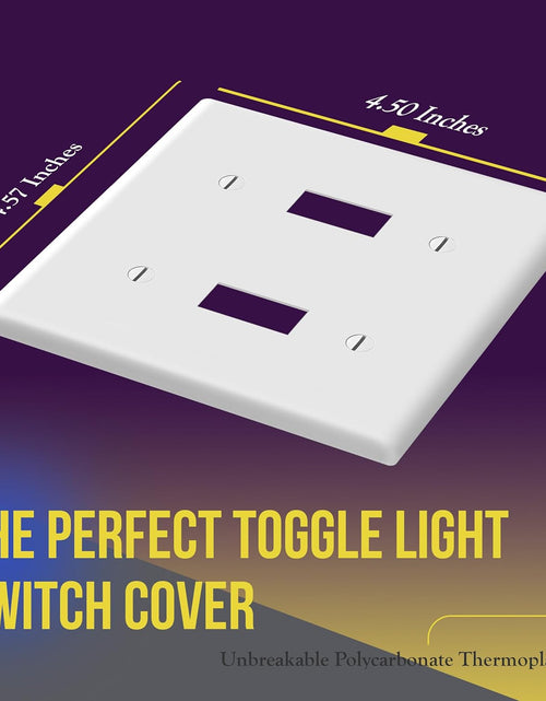 Load image into Gallery viewer, - FBA_8812-W-10PCS Toggle Light Switch Wall Plate, Size 2-Gang 4.50" X 4.57", Unbreakable Polycarbonate Thermoplastic, 8812-W-10PCS, White (10 Pack)

